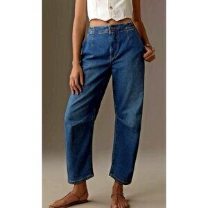 Pilcro Anthropologie Blue Jeans Size 29 Crop Leni Curved Barrel Tapered Stretch